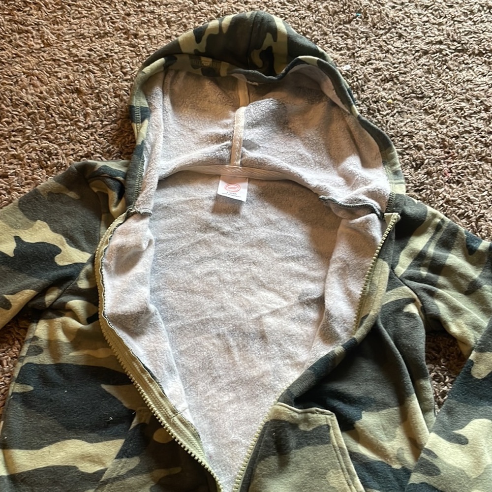 Wonder Nation Long Sleeve Green Camo Zip Up Hoodie RainBow Detail - Picture 6 of 7